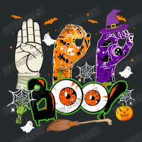 Boo American Sign Language Asl Deaf Halloween Costume Women's Triblend Scoop T-shirt | Artistshot