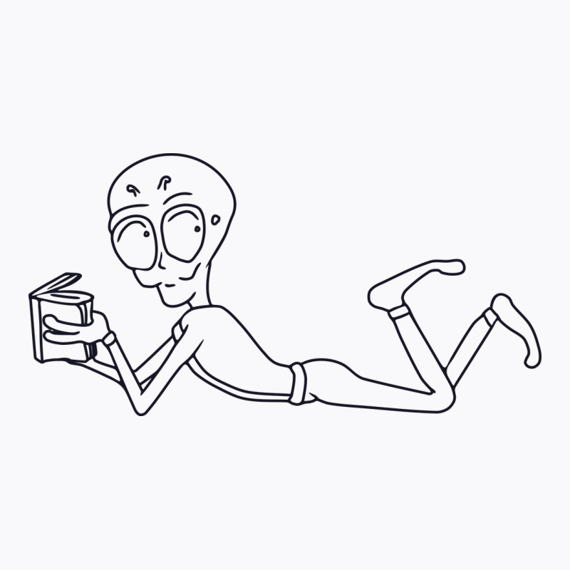 An Alien Lying On While Reading A Book T-Shirt by selos47 | Artistshot