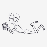 An Alien Lying On While Reading A Book Adjustable Cap | Artistshot