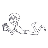 An Alien Lying On While Reading A Book 3/4 Sleeve Shirt | Artistshot