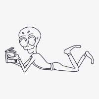 An Alien Lying On While Reading A Book Ladies Fitted T-shirt | Artistshot