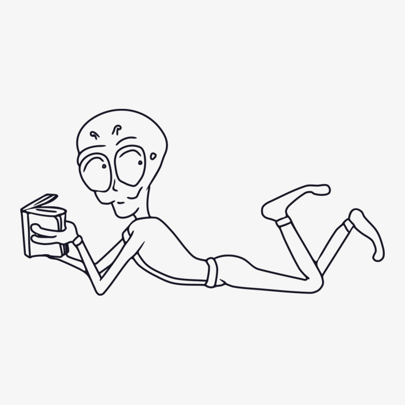 An Alien Lying On While Reading A Book Ladies Fitted T-Shirt by selos47 | Artistshot