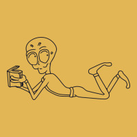 An Alien Lying On While Reading A Book Vintage Hoodie And Short Set | Artistshot