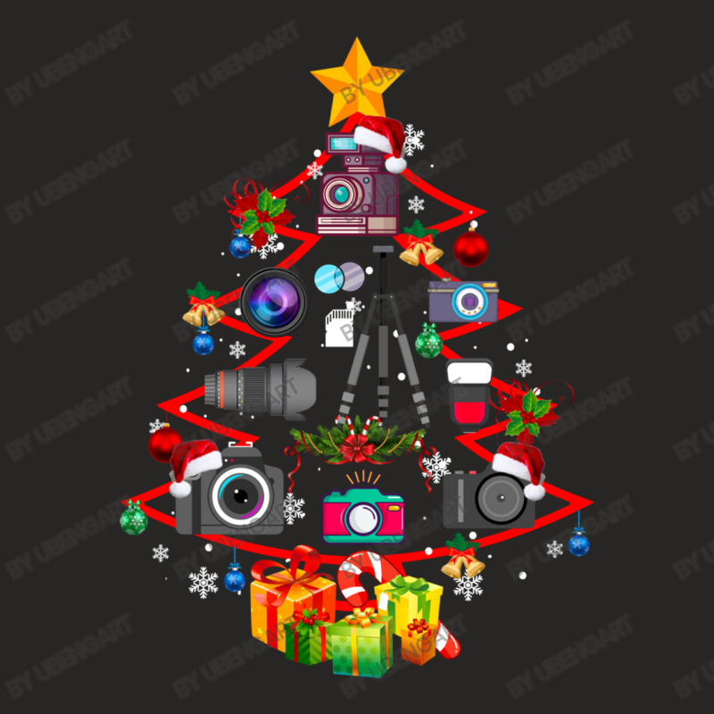 Photographer Camera Christmas Ornament Tree Funny Xmas Ladies Fitted T-Shirt by UbengArt | Artistshot