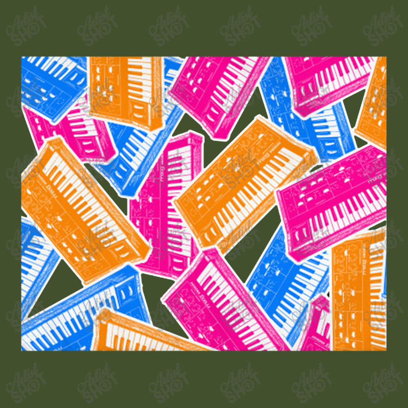 Analog Synthesizer Repeat Pattern Collage Artwork Design Sun Shade Cap | Artistshot