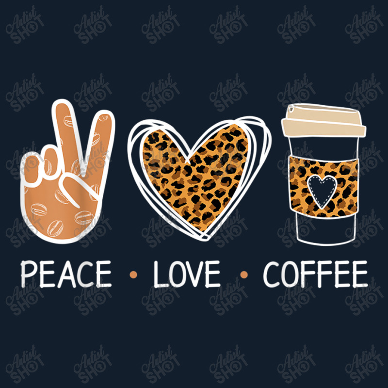 Peace Love Coffee Leopard Heart Coffee Design T Shirt Beanie by Go Shoping | Artistshot