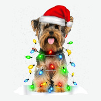 Yorkshire Terrier Christmas Santa Hat Xmas Color Lights Urban Heavy T-shirt | Artistshot