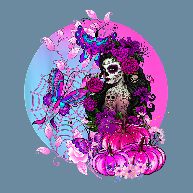 Pink Goth Halloween Sugar Skull With Spiderweb Butterflies Urban Heavy T-shirt | Artistshot