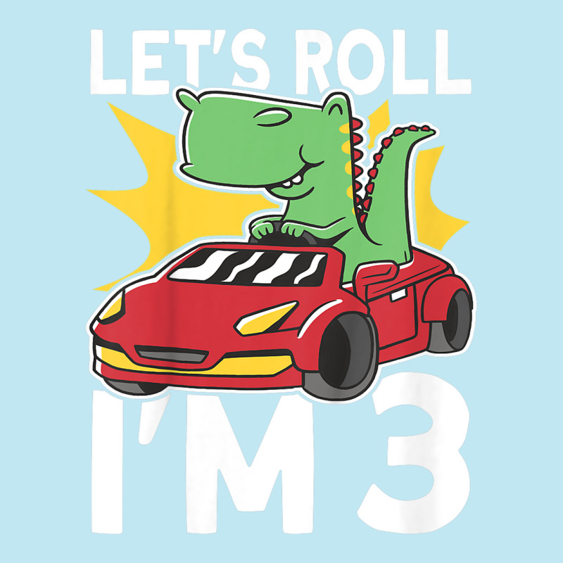 Kids Let's Roll I'm 3 Bday Dino T Rex 3rd Birthday Race Car Urban Heavy T-shirt | Artistshot