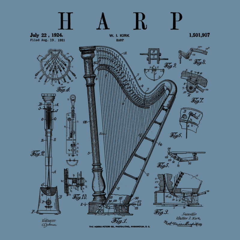 Harp Vintage Patent Harpist Drawing Print T Shirt Urban Heavy T-shirt | Artistshot