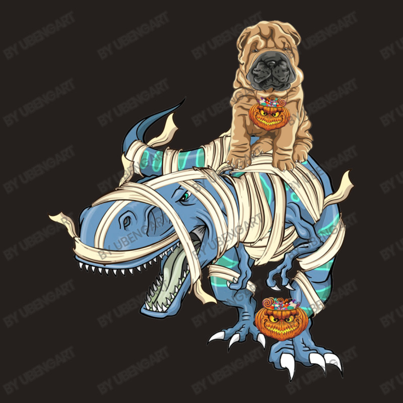 Shar Pei Riding Dinosaur Halloween Dog Tank Top | Artistshot