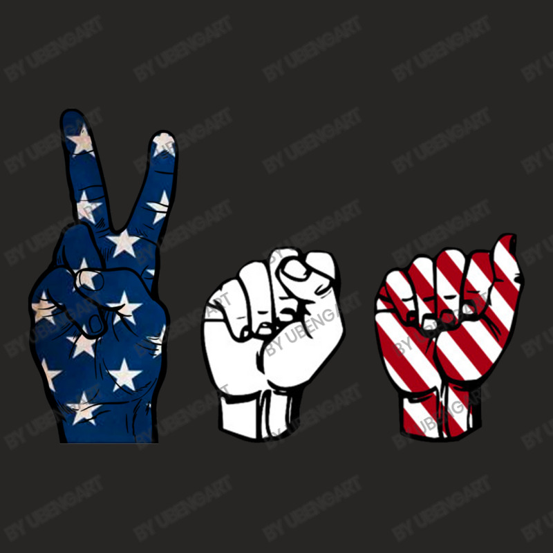 Usa American Flag Asl Sign Language 4th Of July Ladies Fitted T-Shirt by UbengArt | Artistshot