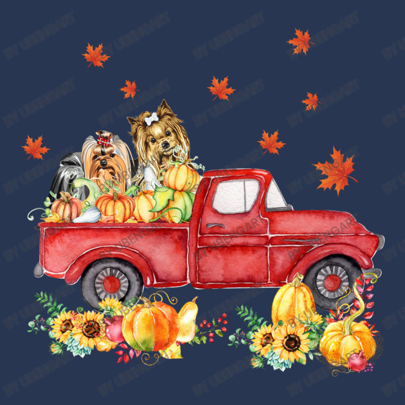 Yorkshire Terrier Pumpkin Truck Fall Leaf Thanksgiving Halloween Ladies Denim Jacket by UbengArt | Artistshot