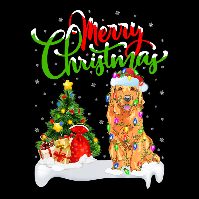 Golden Retriever Dog Xmas Lighting Matching Santa Golden Retriever Dog Pom Pom Beanie by permad | Artistshot