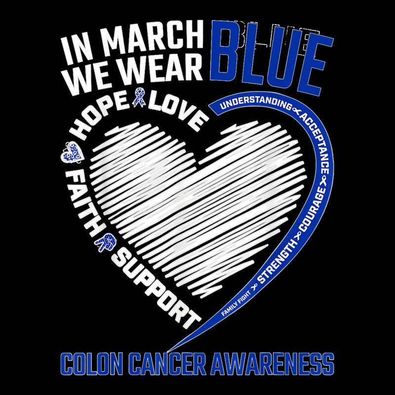 In March We Wear Blue Love Hope Faith Colon Cancer Awareness T Shirt Mesh Back Trucker Hat | Artistshot