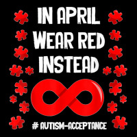 In April Wear Red Instead Autism Acceptance Puzzle Lovers T Shirt Pom Pom Beanie | Artistshot