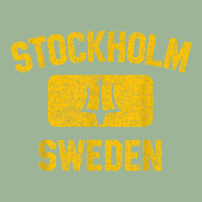 Stockholm Sweden Trident Gym Style Distressed Yellow Print Urban Pullover Hoodie | Artistshot