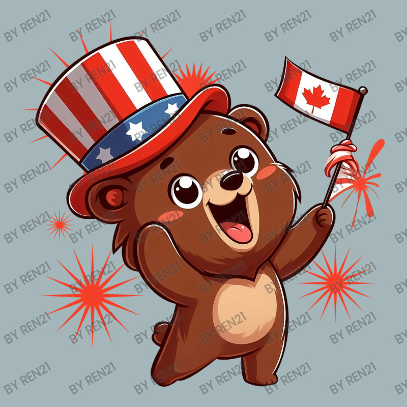 Brown Bear Is Celebrating Canada Independence Day Unisex Sherpa-Lined Denim Jacket by ren21 | Artistshot