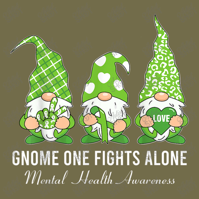 Green Ribbon Gnome One Fights Alone Mental Health Awareness Dyed Cap by NathanielDesign | Artistshot