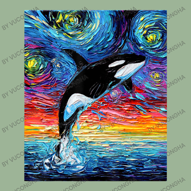 Orca Killer Whale Starry Night Colorful Ocean Art By Aja Urban Heavy T-shirt | Artistshot