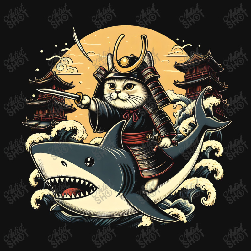 Ninja Cat Samurai Riding Shark Crew Socks | Artistshot