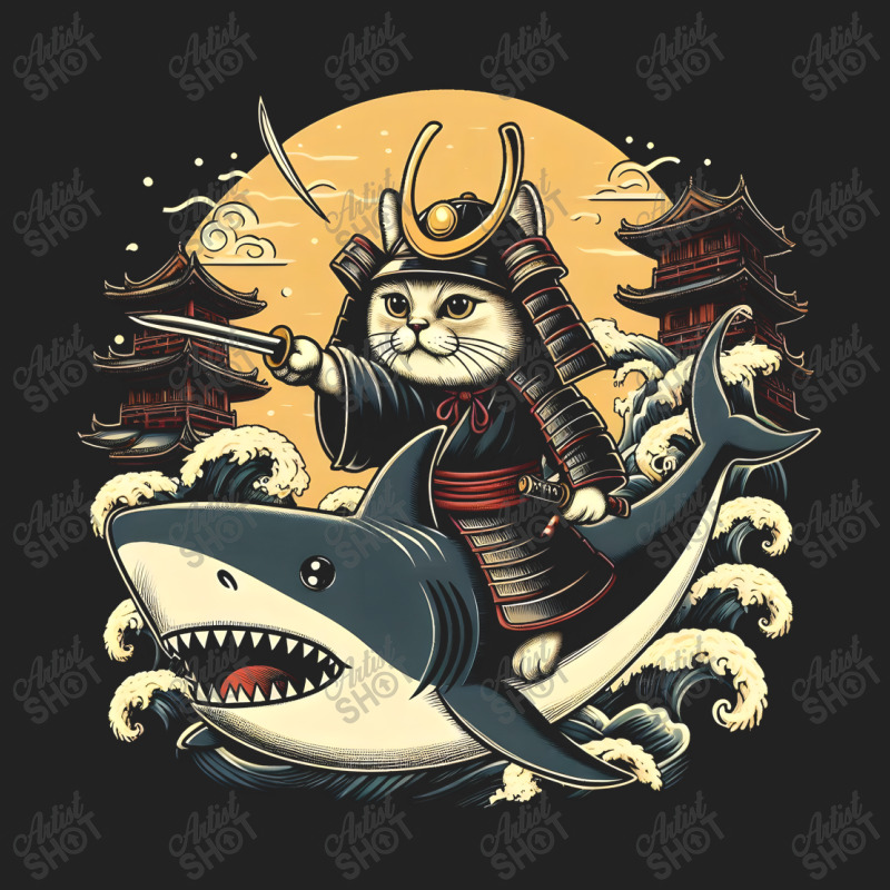 Ninja Cat Samurai Riding Shark Backpack | Artistshot