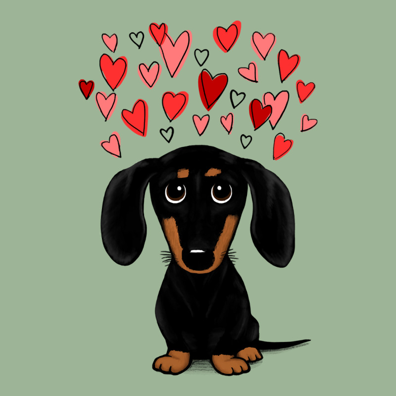 Dachshund Dog Black And Tan Dachshund With Valentine Hearts Cute Carto Urban Pullover Hoodie by coolquirrell | Artistshot