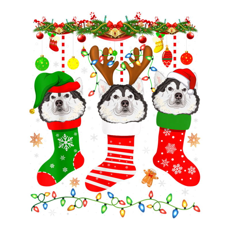 Alaskan Malamute Dog In Christmas Socks Lights Xmas Bomber Jacket | Artistshot