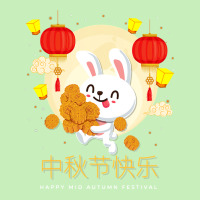 Moon Cake Chinese Festival Mid Autumn Cute Rabbit Bunny Urban Heavy T-shirt | Artistshot