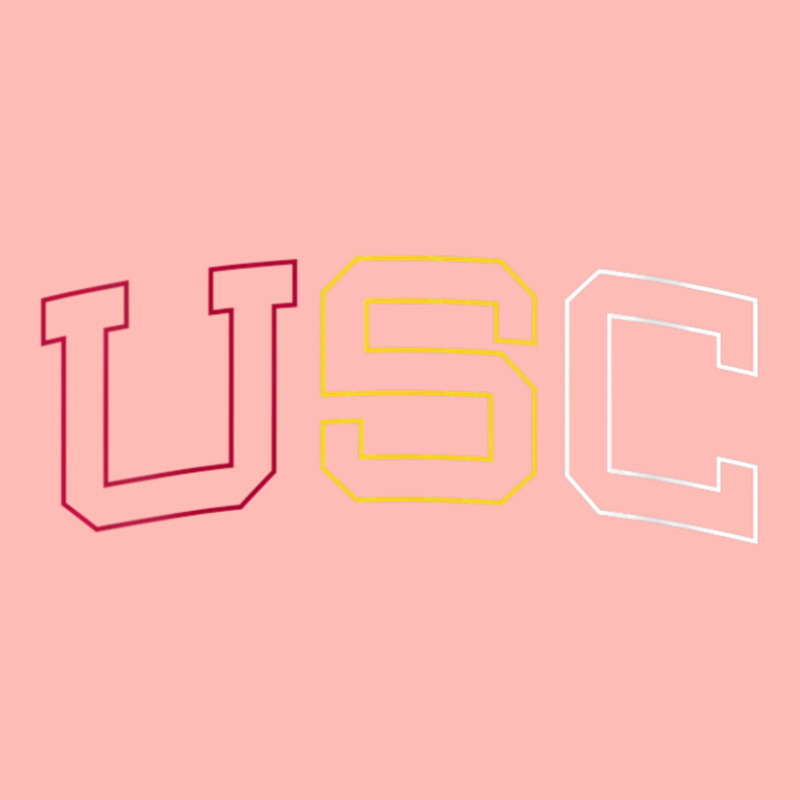 Usc Womens Tricolor Curved Block Cardinal Gold White V-neck Urban Heavy T-shirt | Artistshot