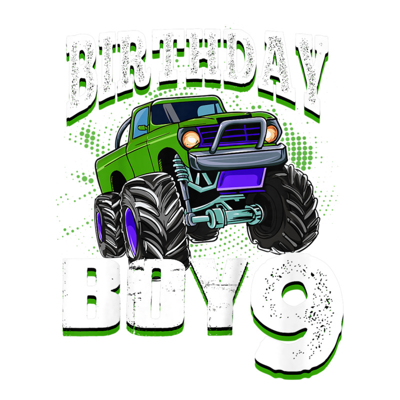 Kids Monster Truck Birthday Boy Is 9 Kids 9th Birthday Car Party Bomber Jacket | Artistshot