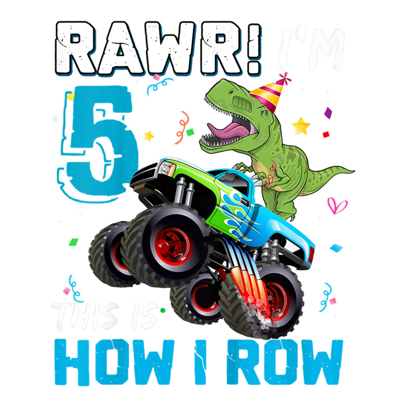 Kids 5 Year Old Rawr I'm 5th Birthday Monster Truck Dinosaur Bomber Jacket | Artistshot