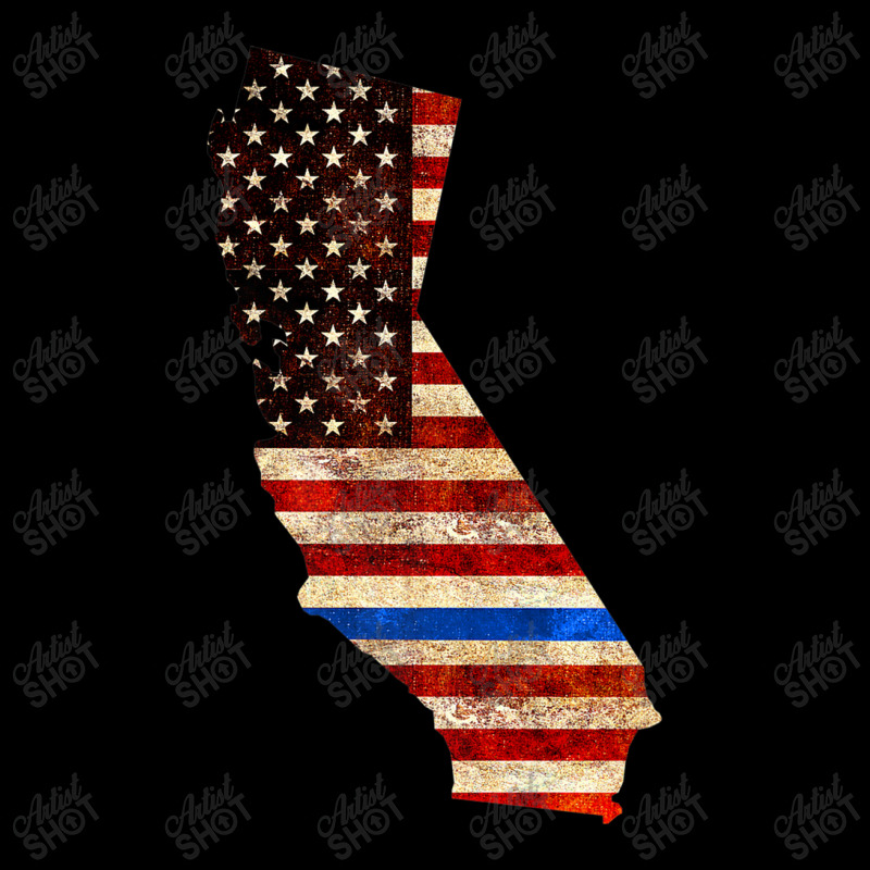 California Police Thin Blue Line Usa Flag Map Tee Fleece Short | Artistshot