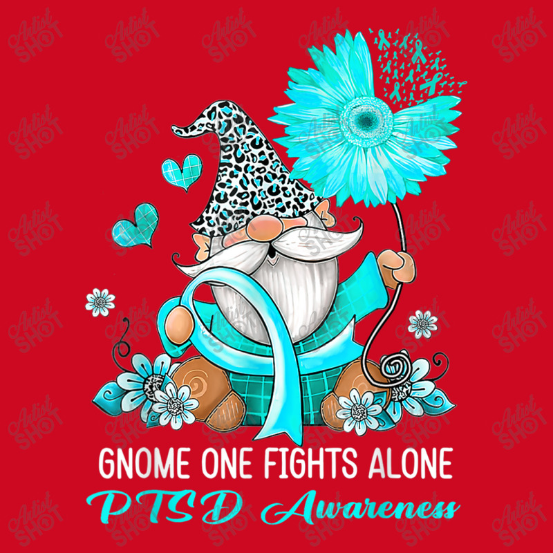 Gnome One Fights Alone Ribbon Ptsd Awareness Pom Pom Beanie by NathanielDesign | Artistshot