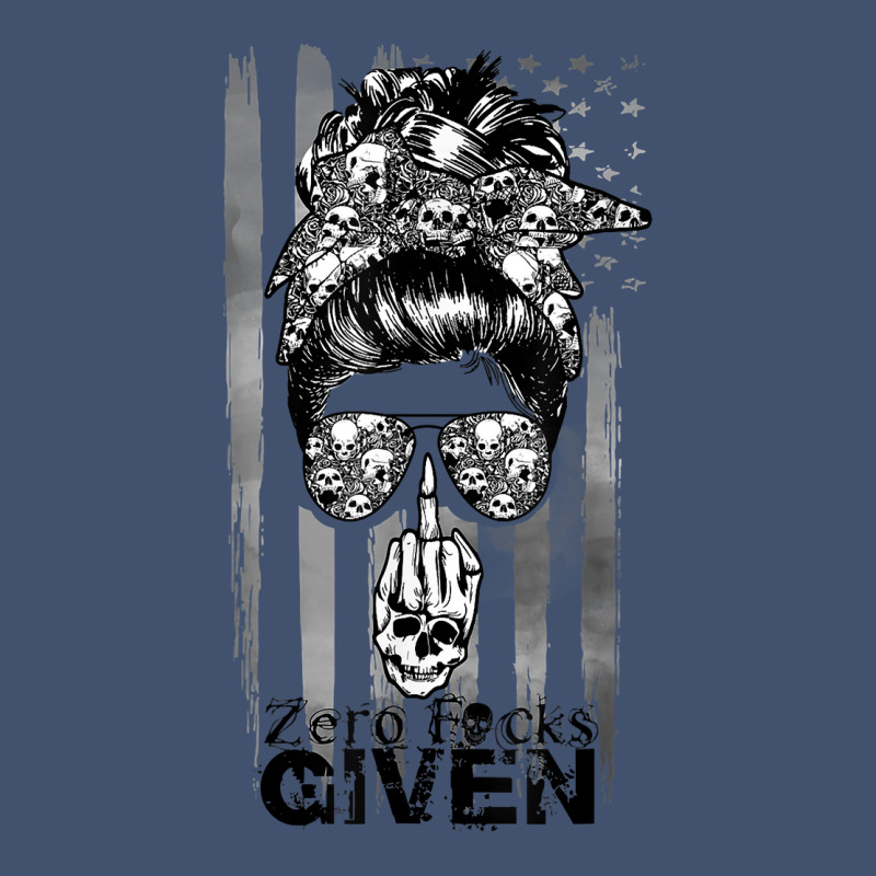 Messy Bun Skull Zero Fuck Given Halloween Usa Flag T Shirt Dyed Cap by cm-arts | Artistshot