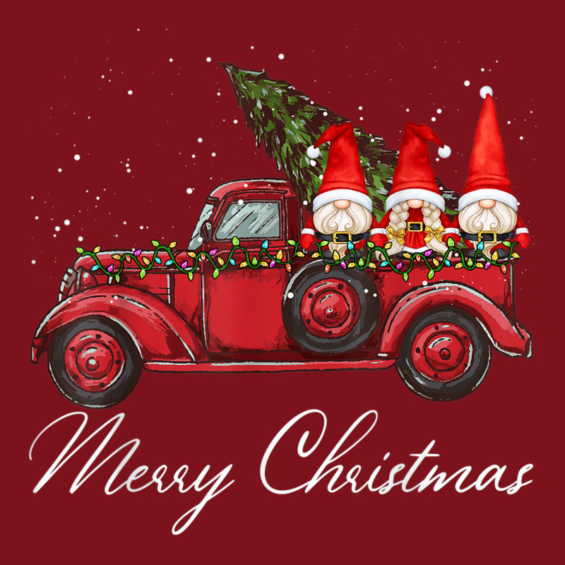 Three Gnomes In Red Truck With Merry Christmas Tree Beanie | Artistshot