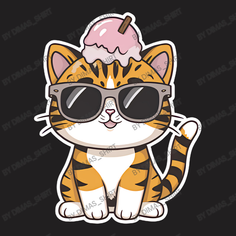 Ice Cream On Kitten Head T-shirt | Artistshot