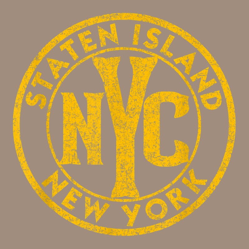 Staten Island New York Vintage Sign Distressed Amber Print T Shirt Visor hat by cm-arts | Artistshot