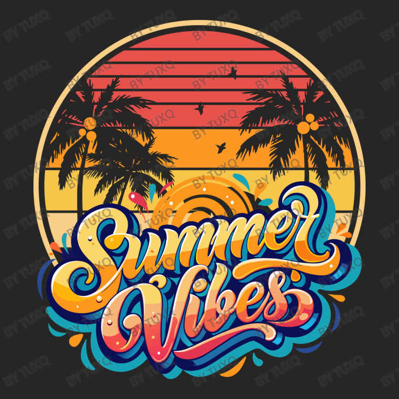 Summer Vibes Retro Sunset Ladies Fitted T-Shirt by TuxQ | Artistshot