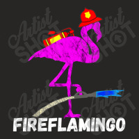 Fire Fighter Flamingo Exotic Bird Funny Firefighter Fireman Ladies Fitted T-shirt | Artistshot