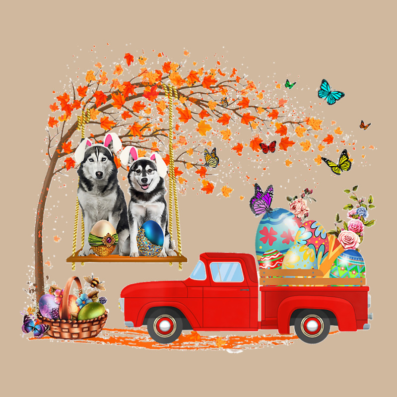 Husky Wearing Bunny Ear Red Truck With Eggs Adjustable Baseball Cap by kevinnichols | Artistshot