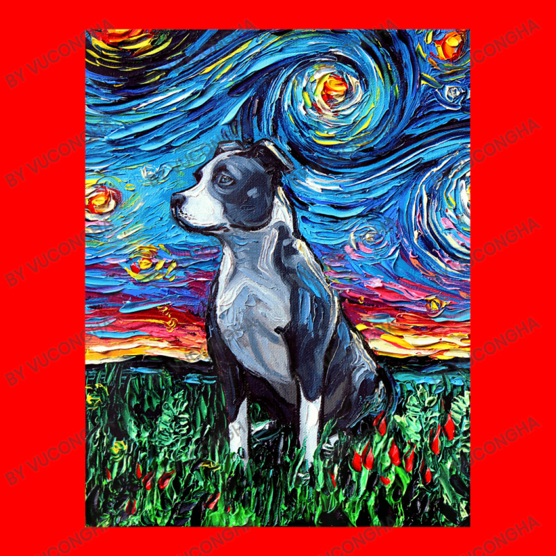 Pitbull Full Version Starry Night Dog Art By Aja Bomber Jacket | Artistshot