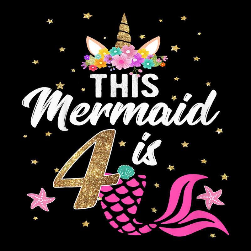 Kids 4th Birthday Girl Unicorn Shirt Mermaid Tail 4 Years Old T Shirt Retro Trucker Cap | Artistshot