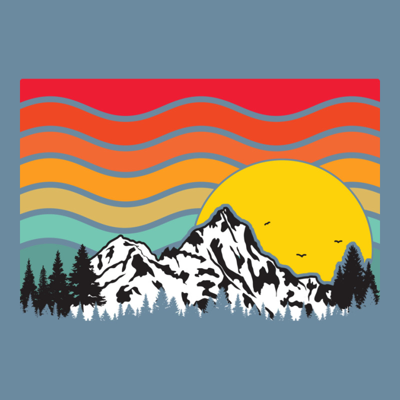 Wavy Retro Mountain Sunrise Urban Heavy T-shirt | Artistshot