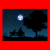 Lonely Man Under The D20 Dice Moon Rpg Night Roleplaying Landscapes Bomber Jacket | Artistshot