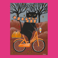 Black Cat Autumn Bicycle Ride Beanie | Artistshot