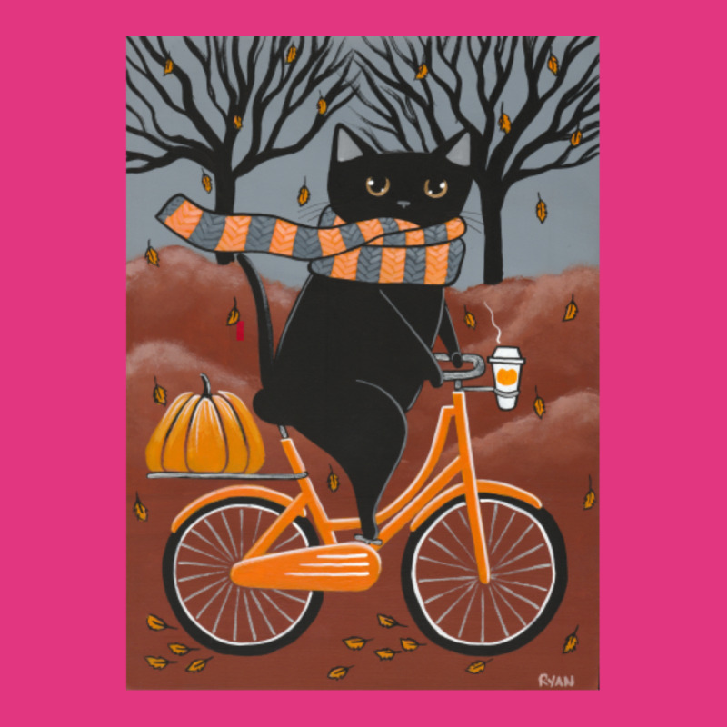 Black Cat Autumn Bicycle Ride Beanie by cm-arts | Artistshot