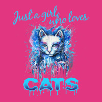 Cute 'just A Girl Who Loves Cats' Tee, Splash Art Cat Lover Beanie | Artistshot