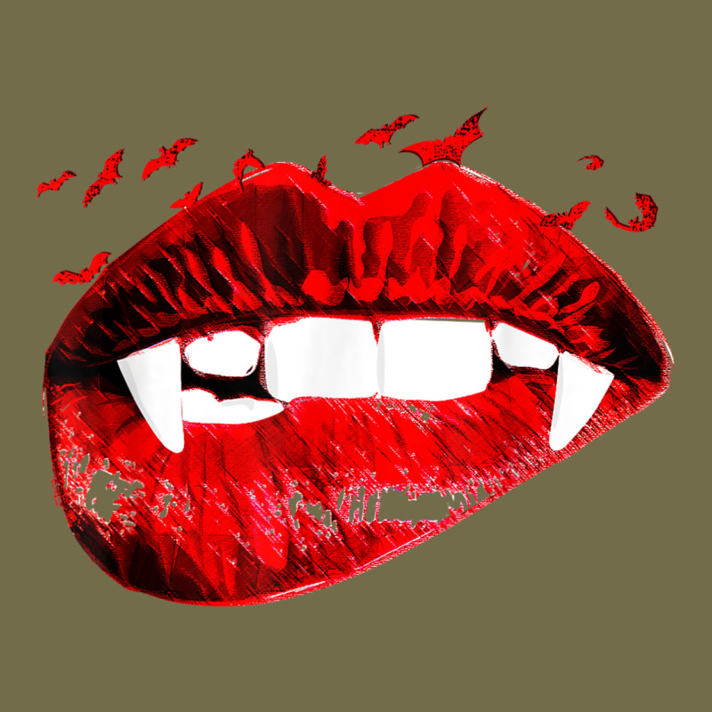 Vampire Kissing Lips Vampire Teeth Bats Halloween Dyed Cap by Amenity | Artistshot