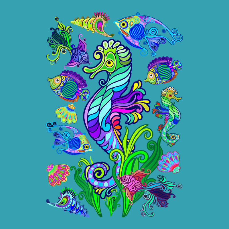 Marine Biologist Ocean Life Drawing Seahorse Dyed Cap | Artistshot